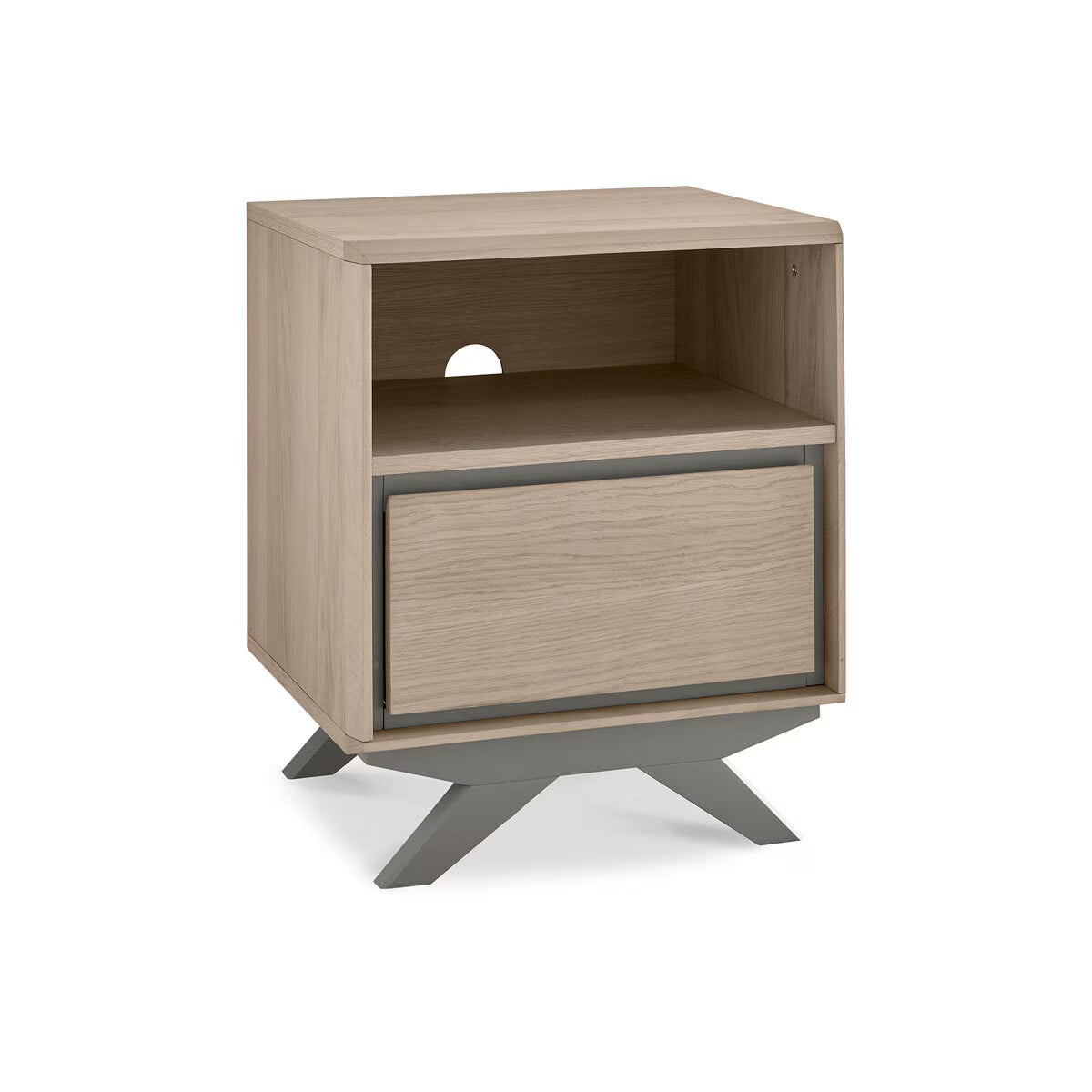 Brunel Scandi Oak & Dark Grey One Drawer Nightstand, 2 Pack
