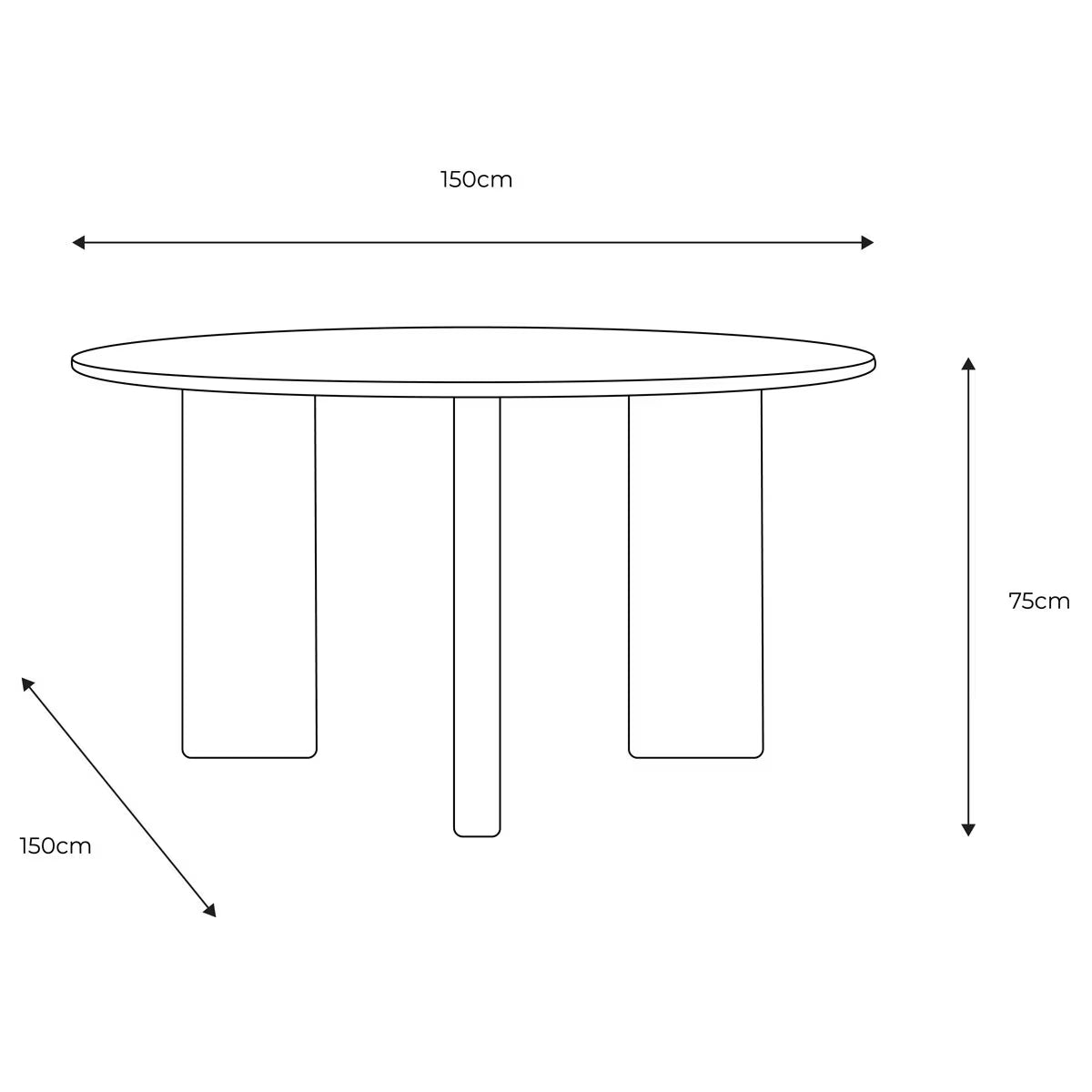 Borden Acacia round Dining Table, Seats 4