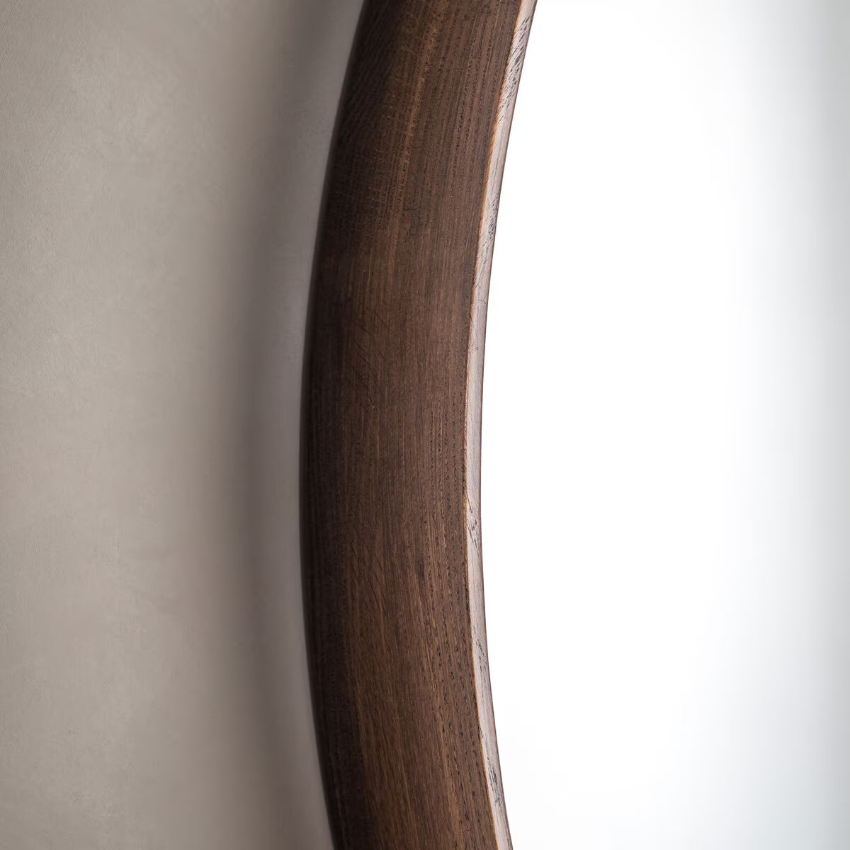 Keaton Walnut round Mirror, 100Cm
