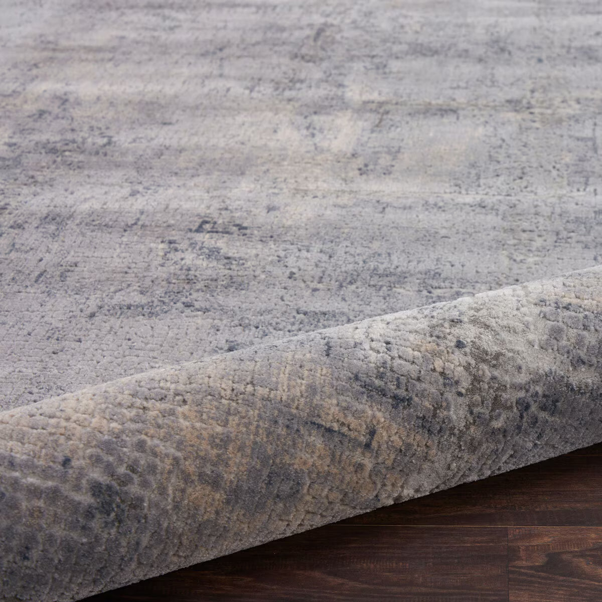 Rustic Textures Faded Blue Circle Rug, 160 Cm