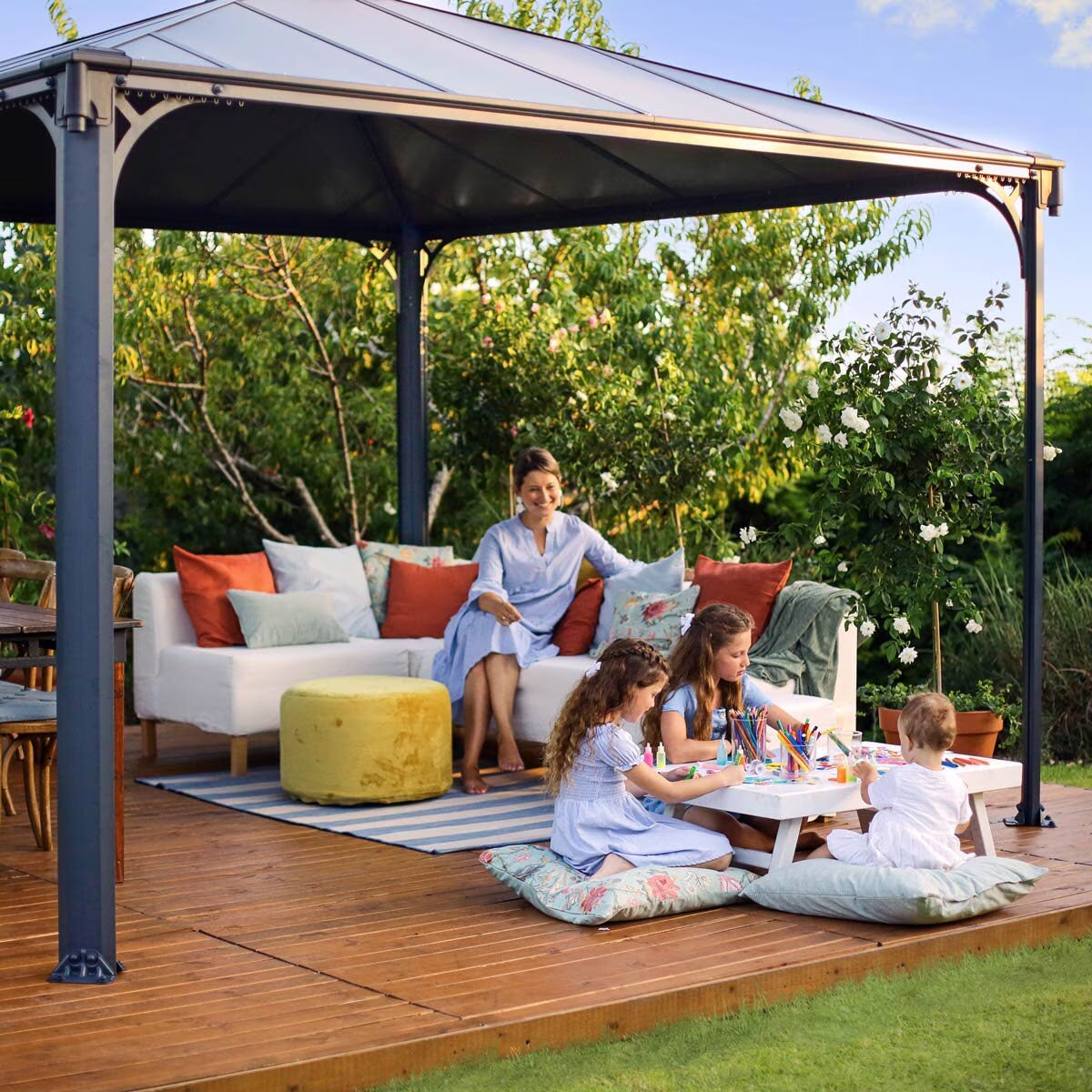 Palermo 11Ft 9" X 11Ft 9" (3.6 X 3.6M) Aluminium and Polycarbonate Gazebo