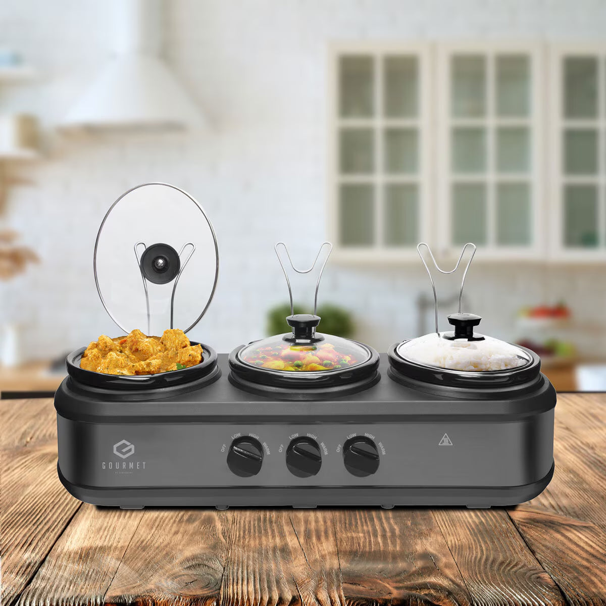 Sensiohome Gourmet Triple Slow Cooker 7.1L