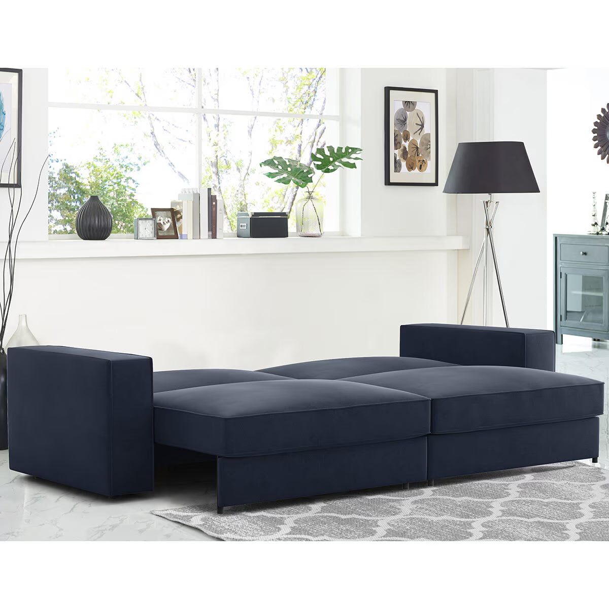 Infinity Navy Velvet Convertible Sofa Bed