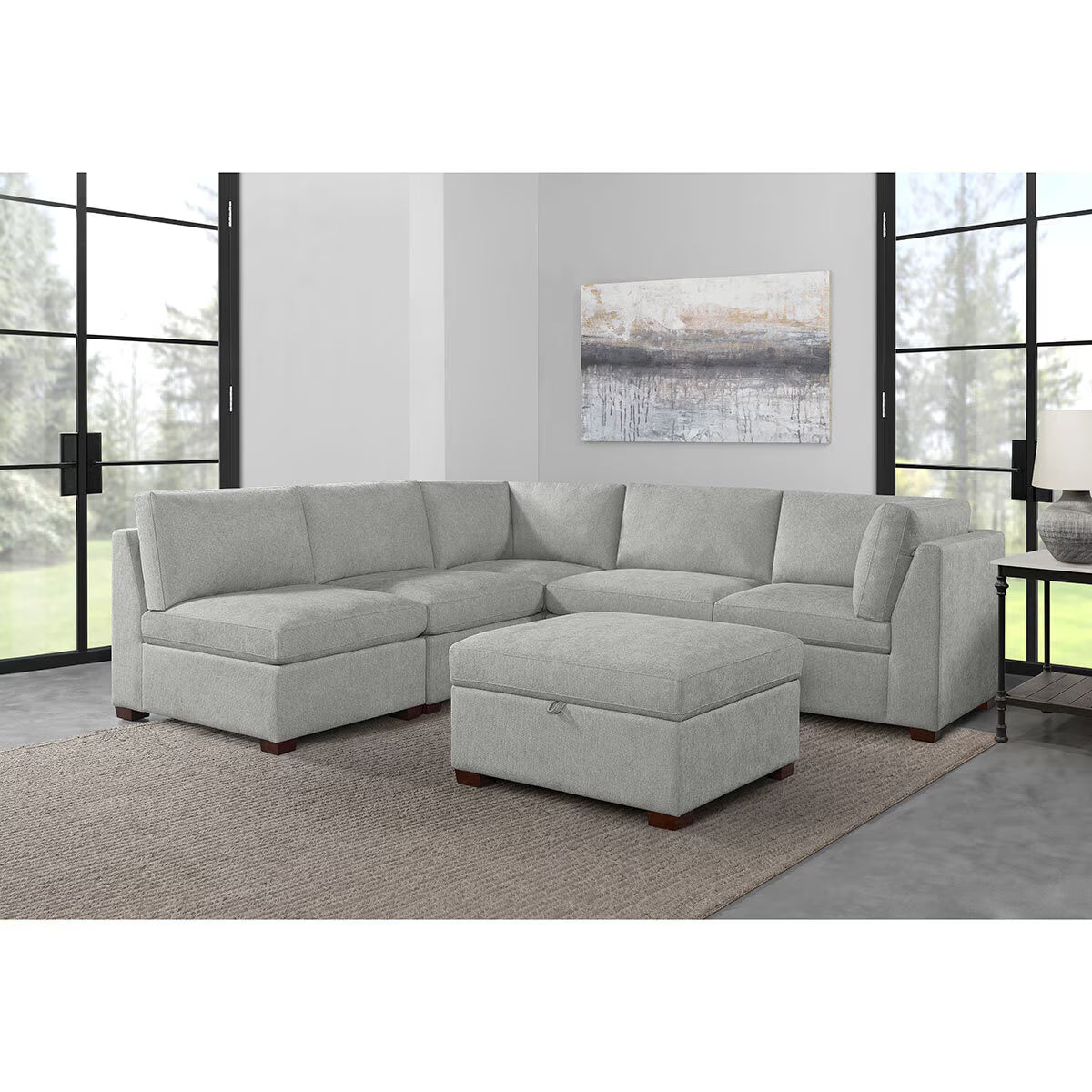 Rockford Grey 6 Piece Modular Fabric Sofa with Power Footrests