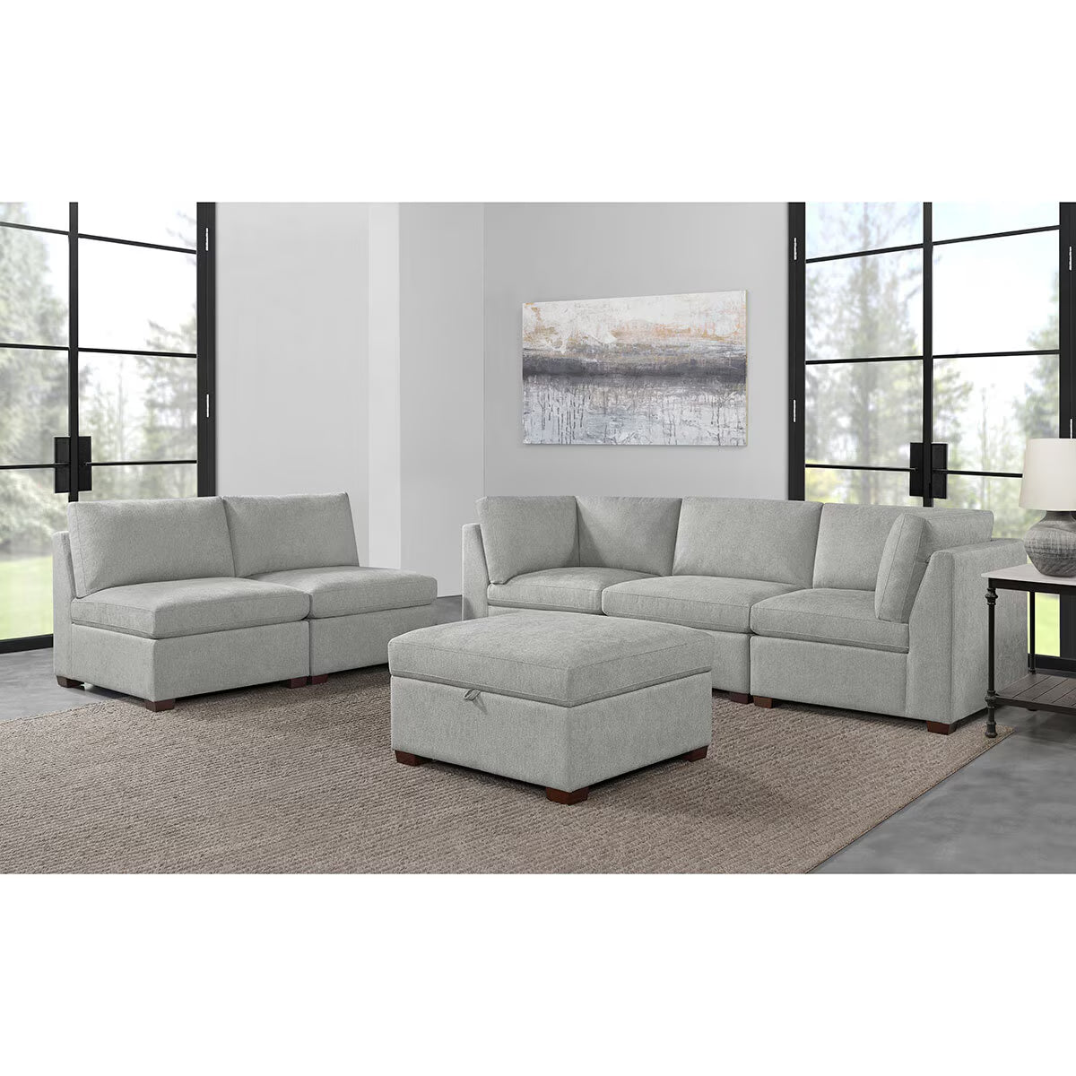 Rockford Grey 6 Piece Modular Fabric Sofa with Power Footrests