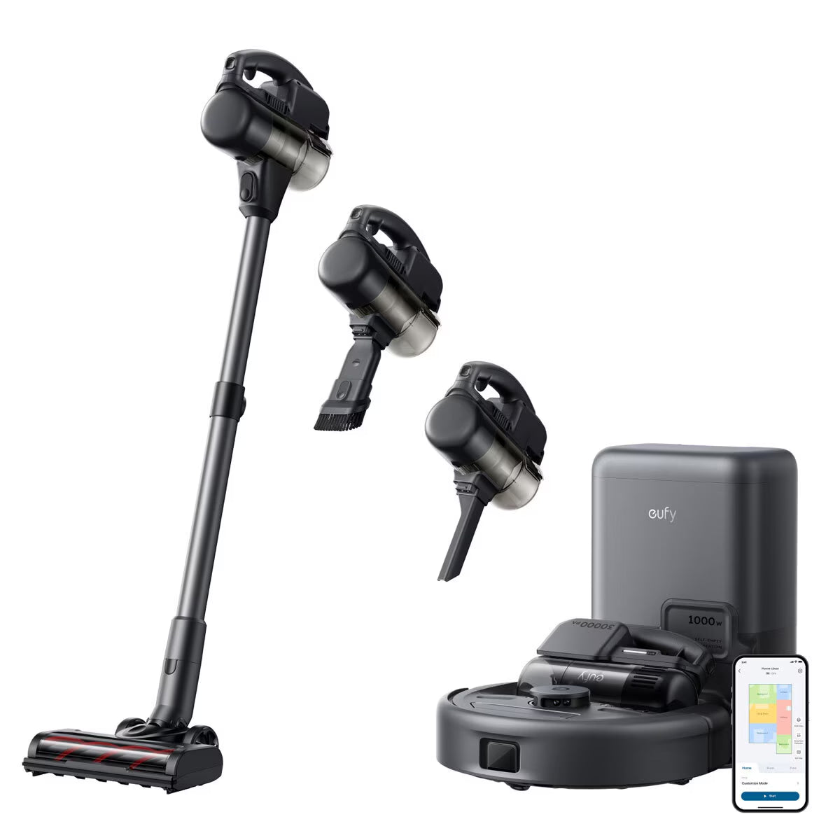 Robot Vacuum 3-In-1 E20 with Handheld Vacuum, Stick Vacuum and Auto-Empty Station, T2070G10