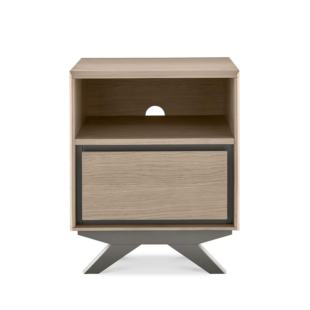 Brunel Scandi Oak & Dark Grey One Drawer Nightstand, 2 Pack