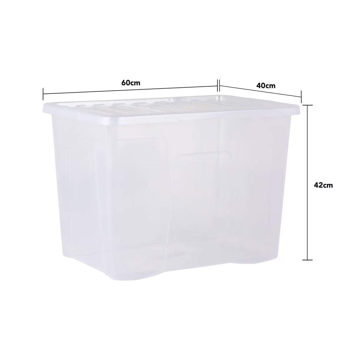 80L Crystal Clear Plastic Box and Lid - 3 Pack