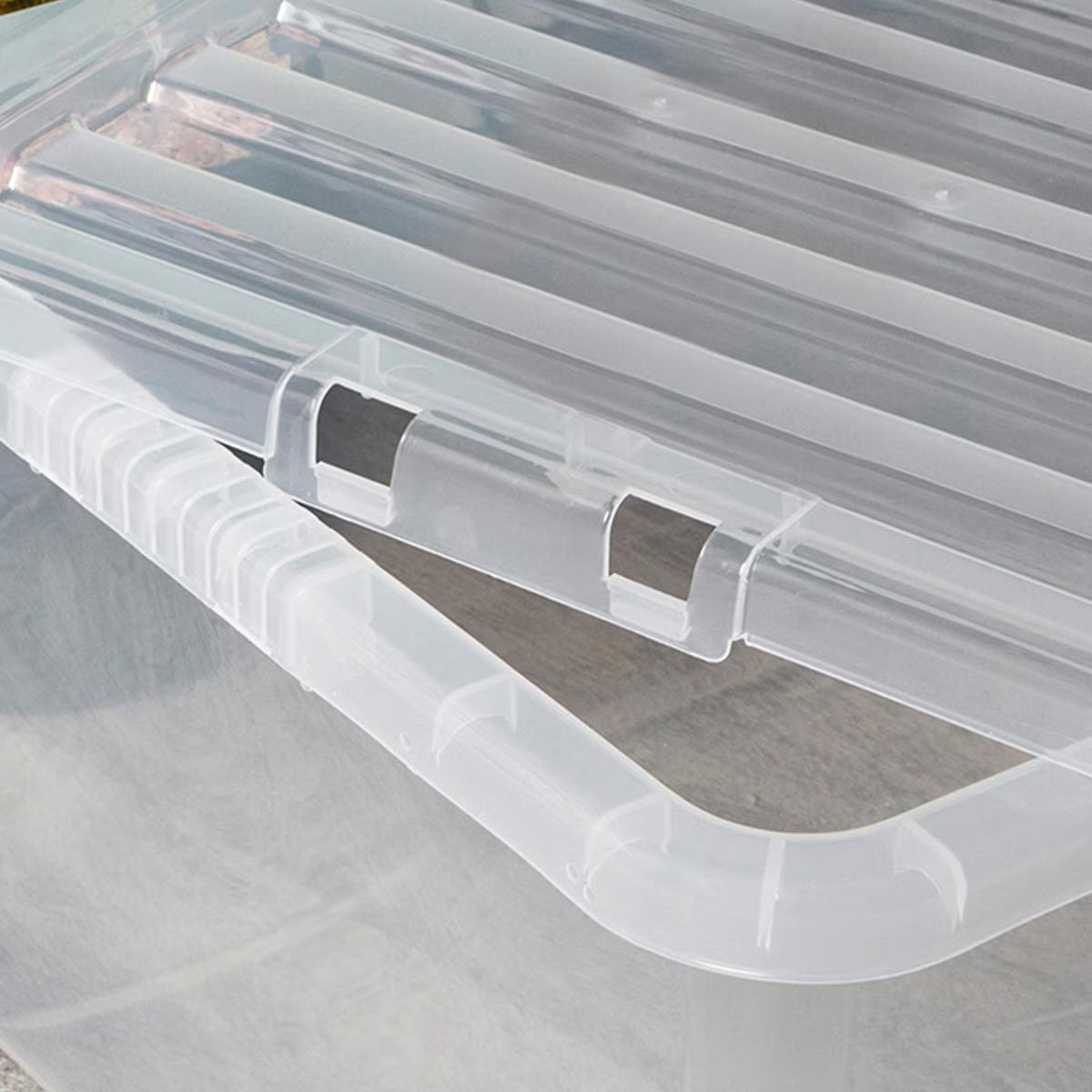 45L Crystal Clear Plastic Box and Lid- 5 Pack