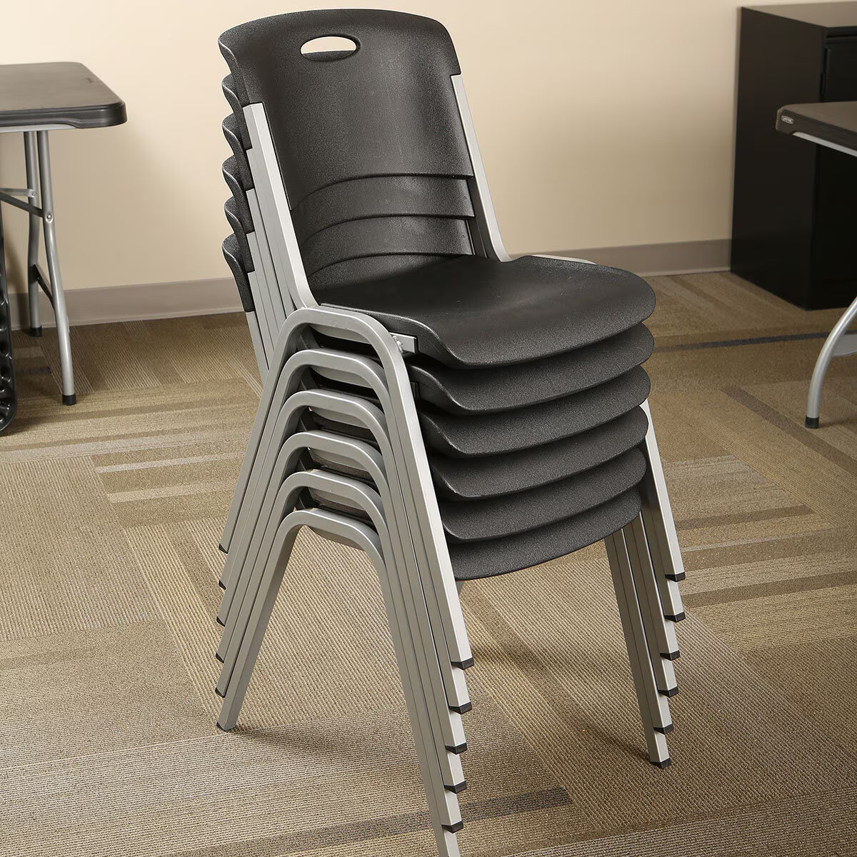 Black Stacking Chair, 14 Pack