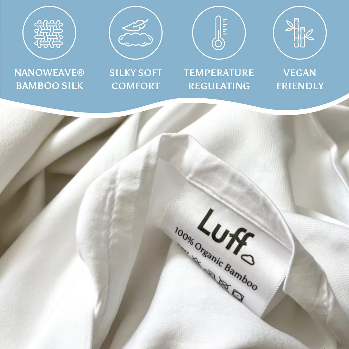 Luff 700 Thread Count 100% Organic Bamboo Pillowcases 2 Pack White