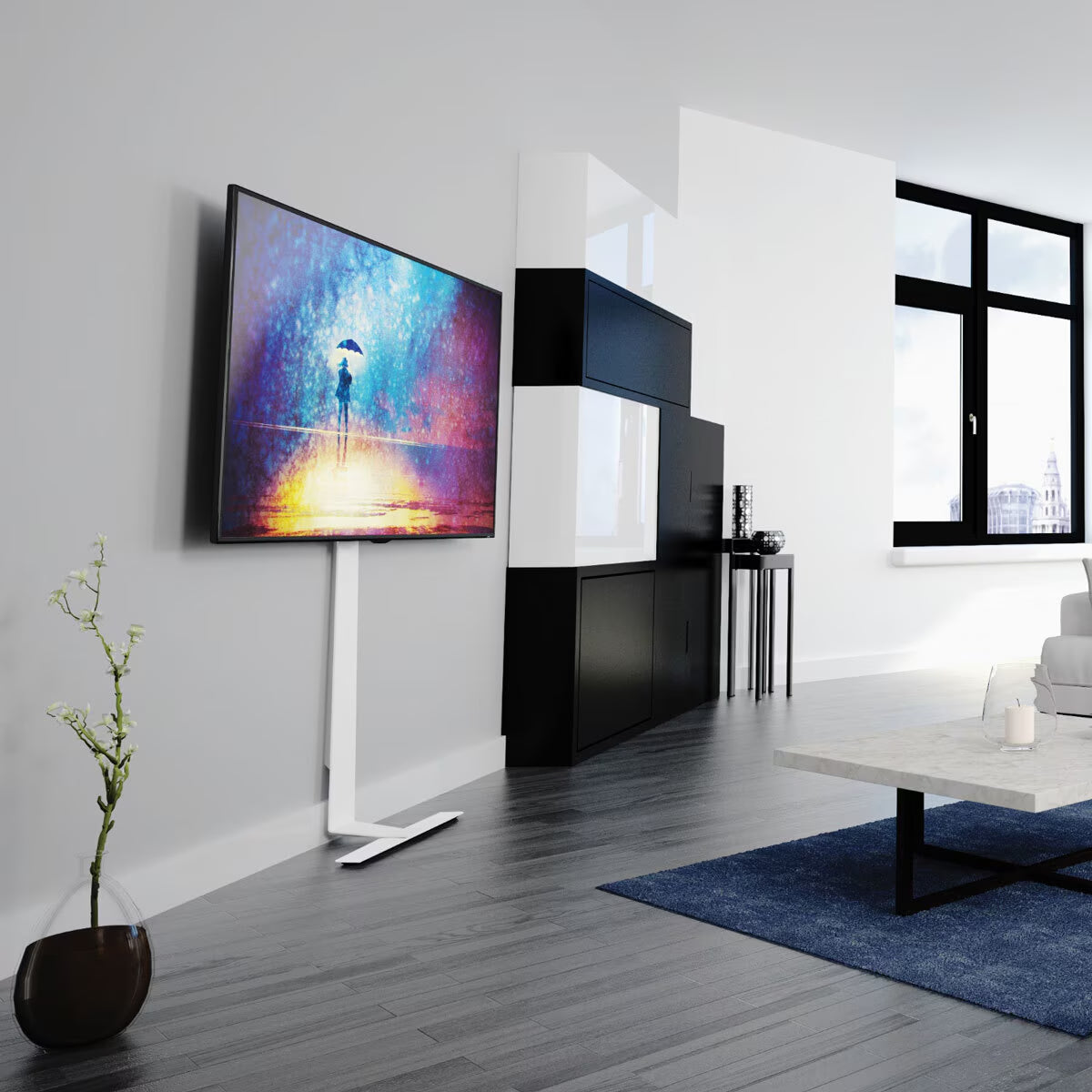 Kelso against the Wall TV Stand for Tv'S up to 80" in White
