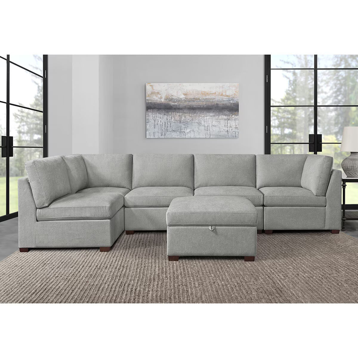 Rockford Grey 6 Piece Modular Fabric Sofa with Power Footrests