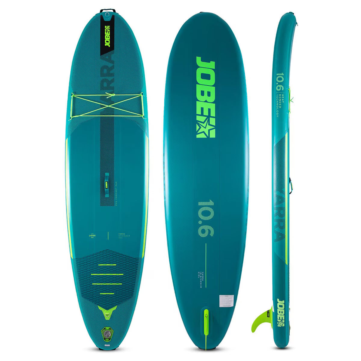 Aero Yarra 10.6Ft (3.2M) SUP Board Package Teal with Fiberglass Paddle Lime
