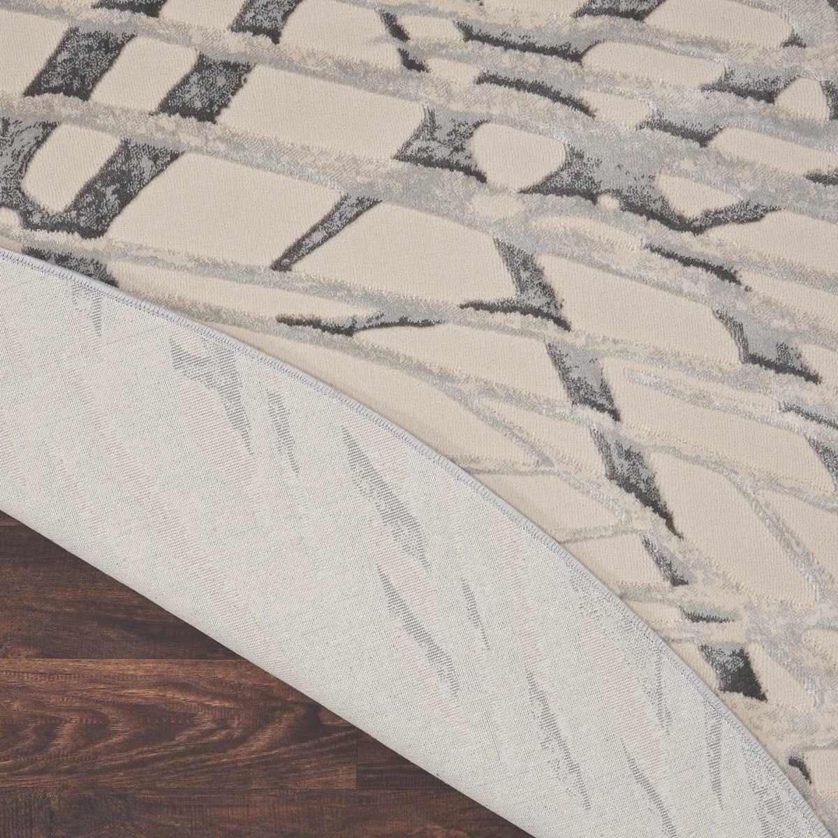 Rustic Textures Ivory & Grey Circle Rug, 160 Cm