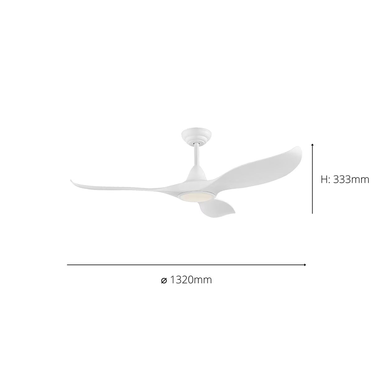 Cirali 3 Blade Ceiling Fan with DC Motor and LED Light in White