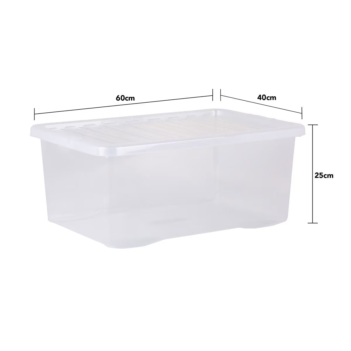 45L Crystal Clear Plastic Box and Lid- 5 Pack