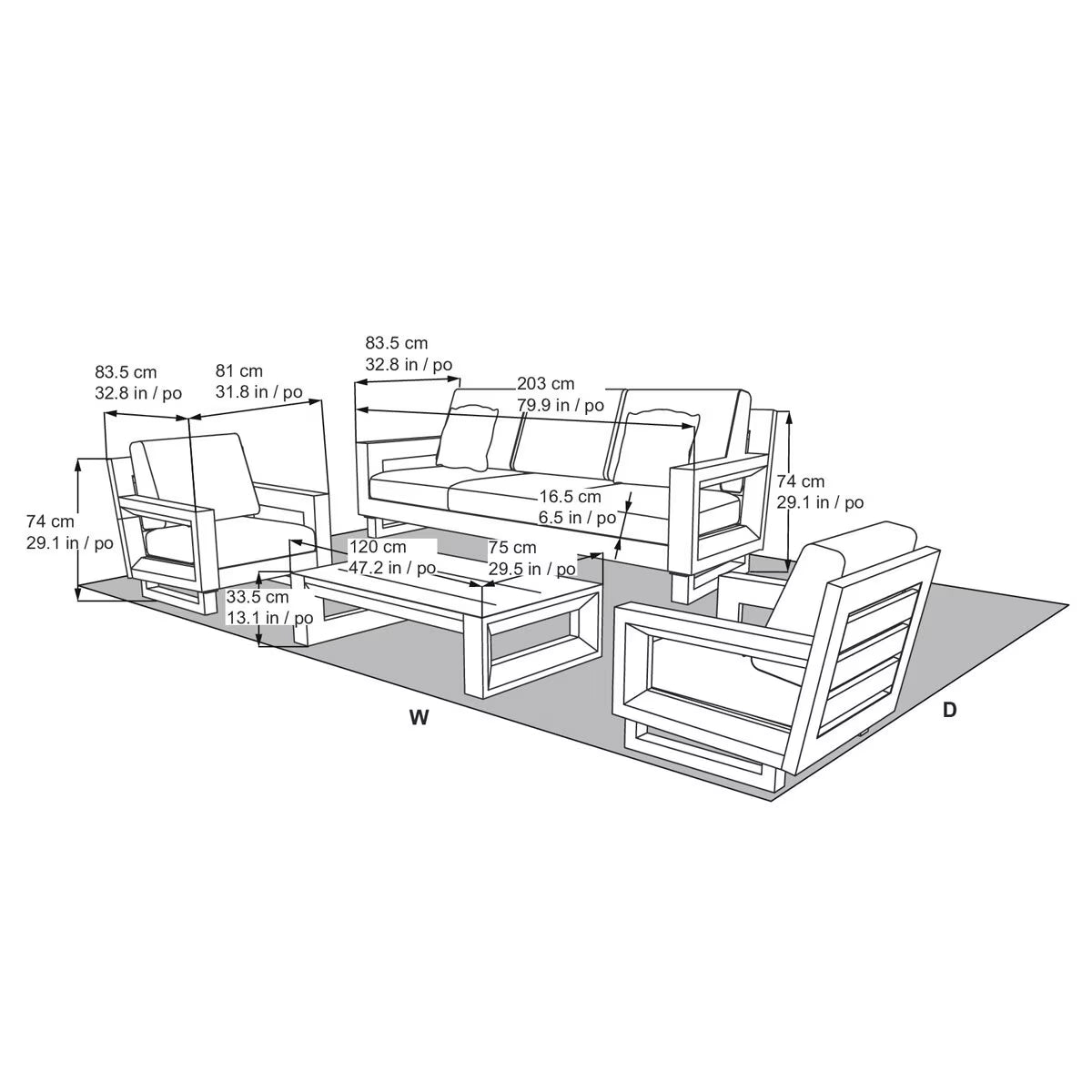 Beaumont 4 Piece Deep Seating Set + Cover
