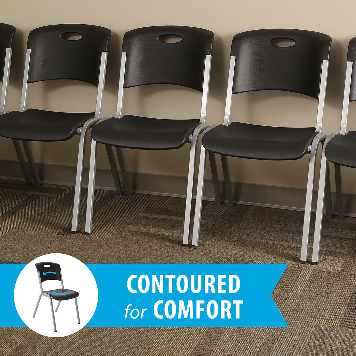 Black Stacking Chair, 14 Pack