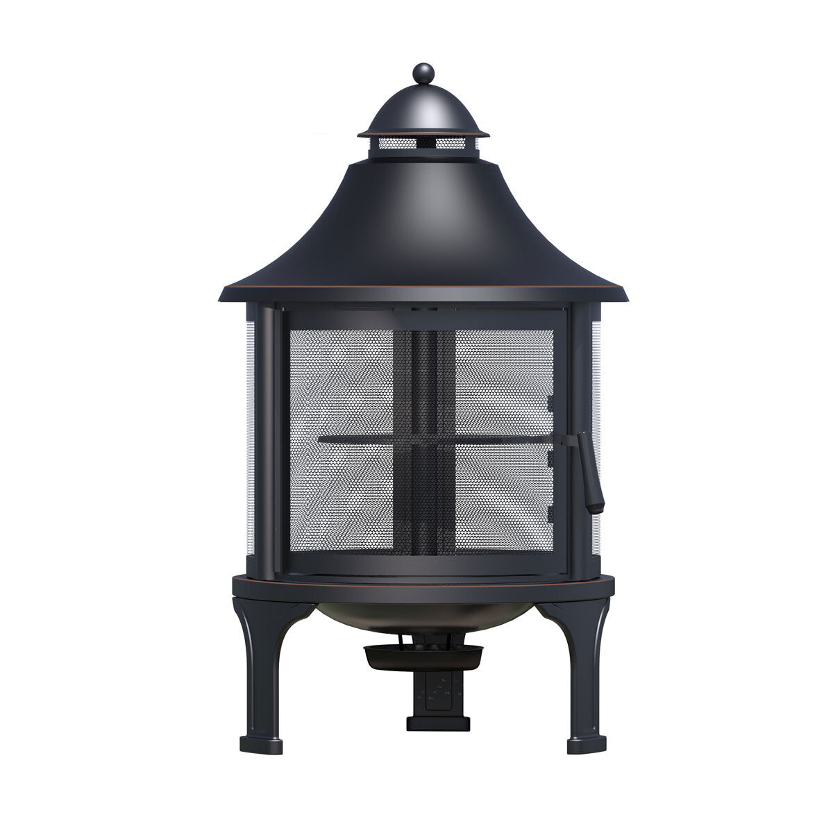 Elevated round Wood Burning Fire Pit with Swing Out Grill