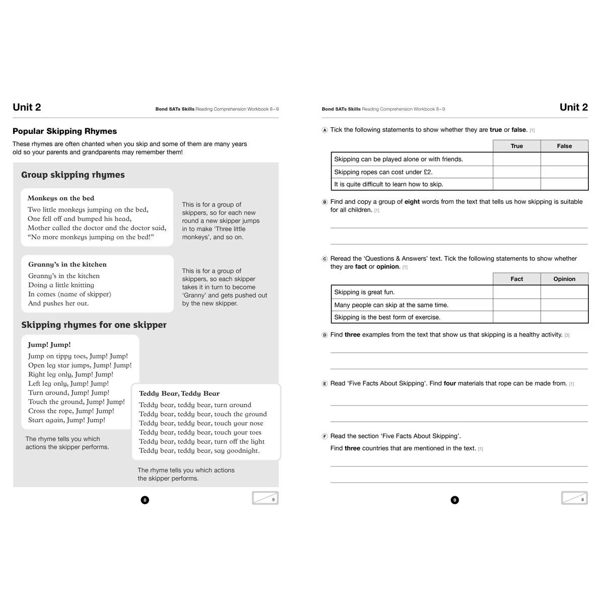 Bond Sats Skills 6 Work Book Pack, KS2 Year 4 Ages 8-9