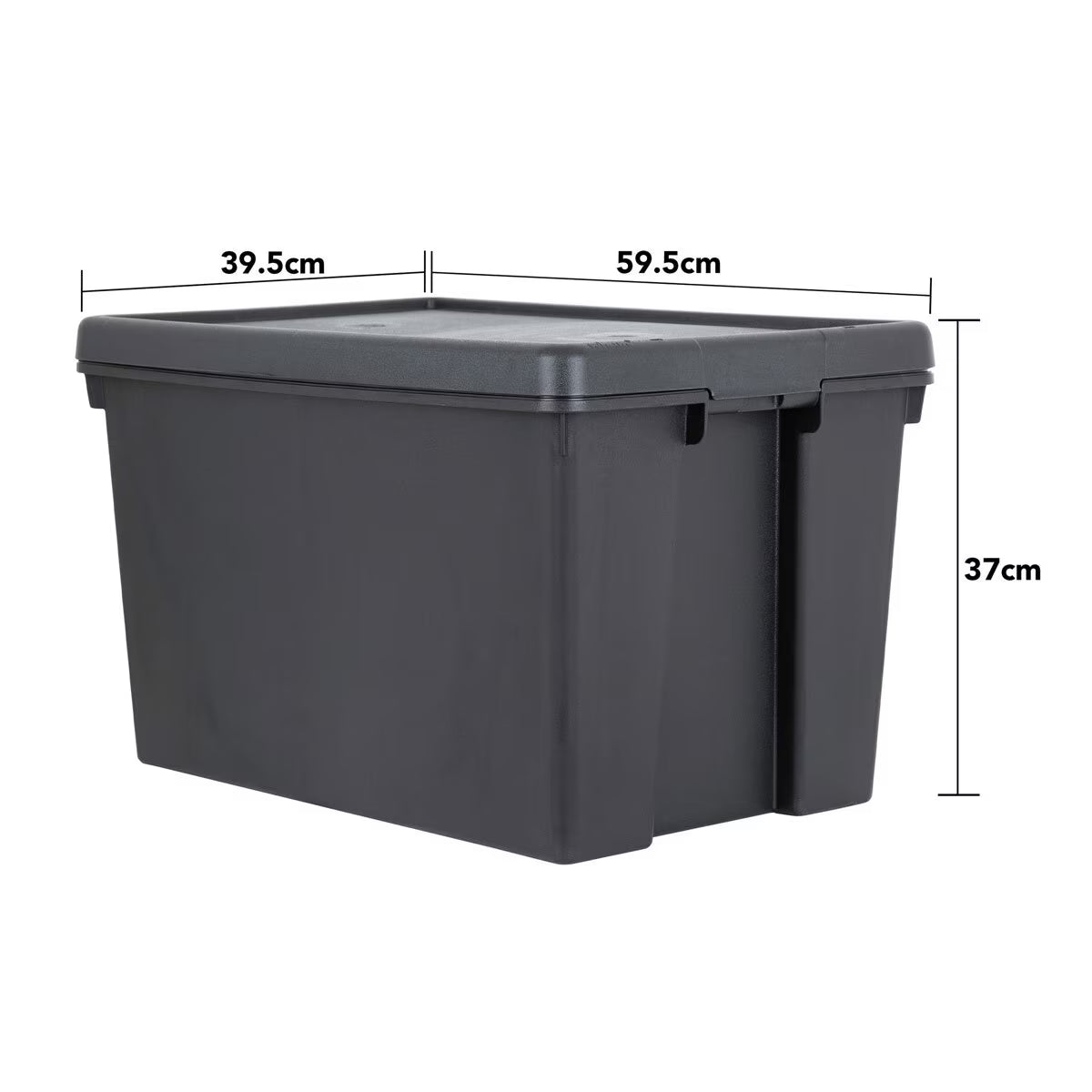 Bam 62 Litre Recycled Heavy Duty Plastic Storage Box & Lid in Black - 3 Pack