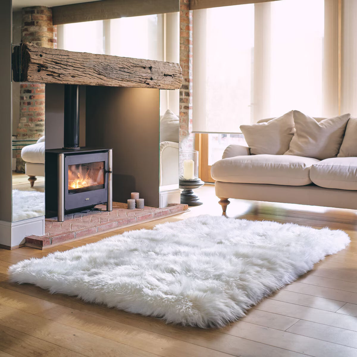 Sheepskin Area Rug 120 X 180Cm in Champagne