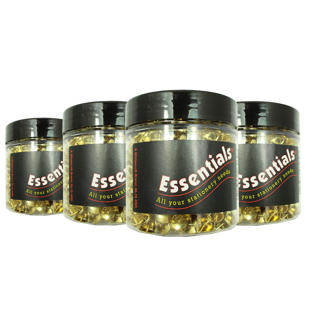 (9.5Mm) Brass Drawing Pins Tub - 4 X 1200 Pin Pack