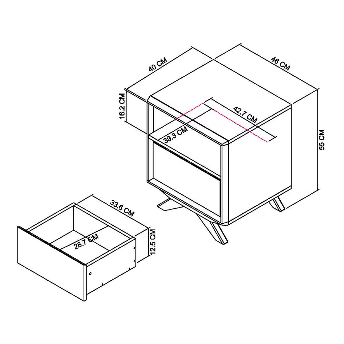 Brunel Scandi Oak & Dark Grey One Drawer Nightstand, 2 Pack