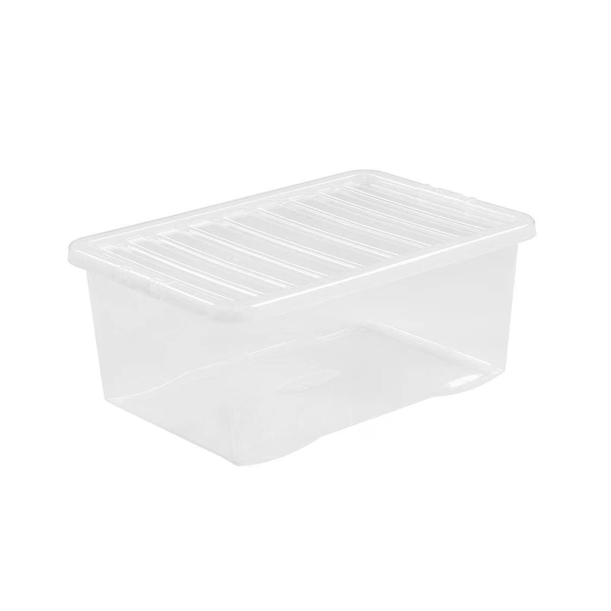 45L Crystal Clear Plastic Box and Lid- 5 Pack