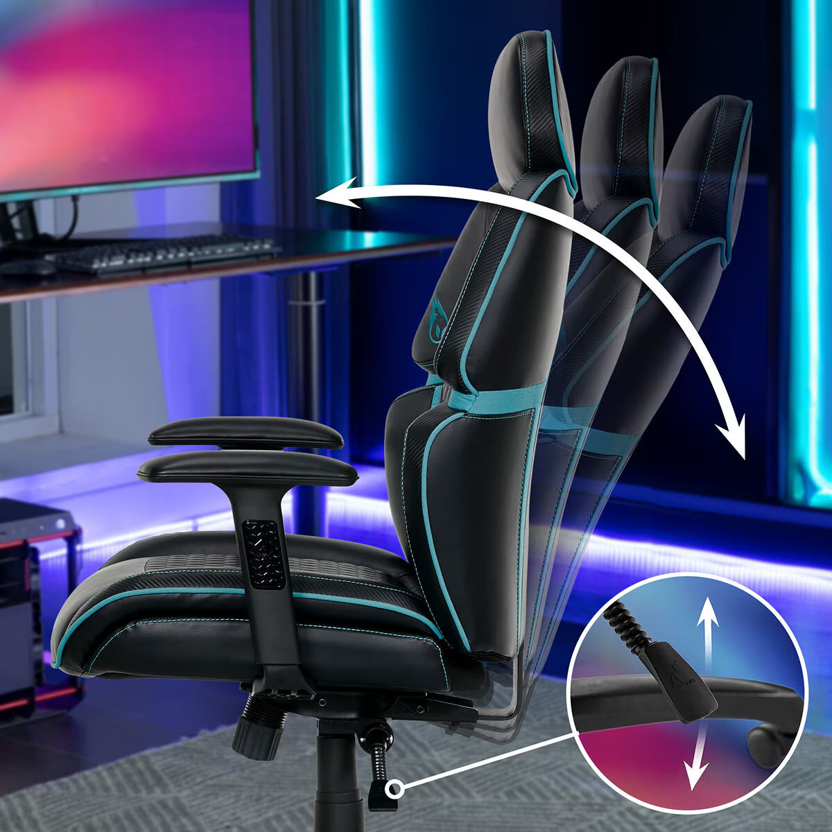 ® Centurion Gaming Office Chair with Adjustable Headrest, Black