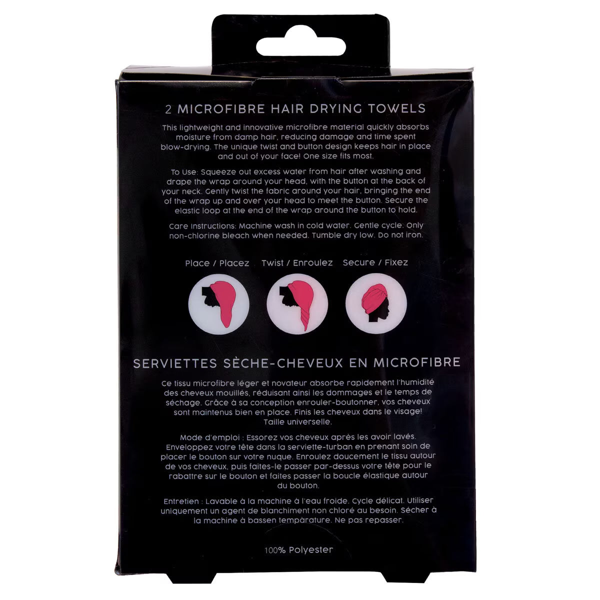 , Microfibre Hair Drying Towel, 2 X 2 Pack