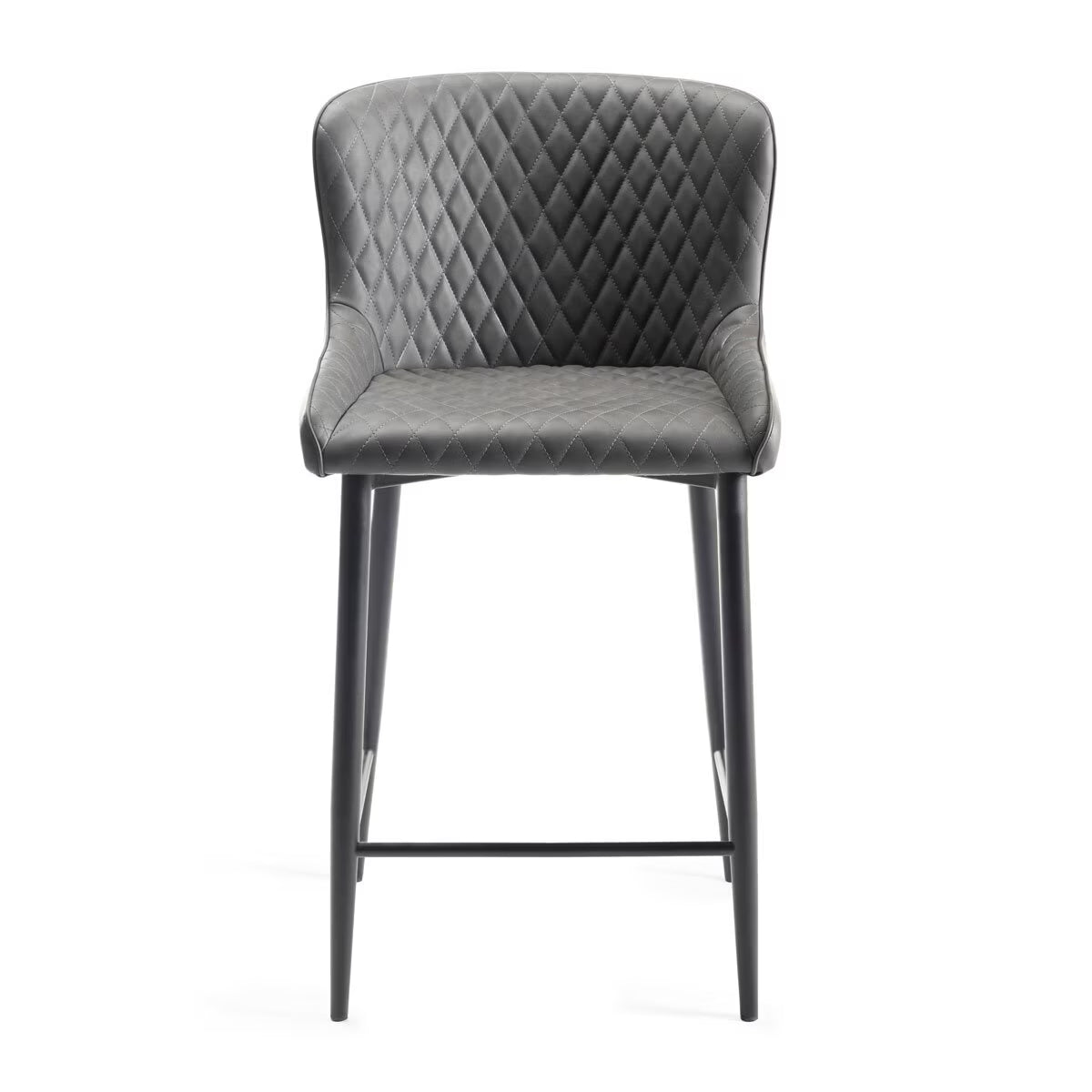 Finch Grey Faux Leather Diamond Stitch Bar Stool, 2 Pack