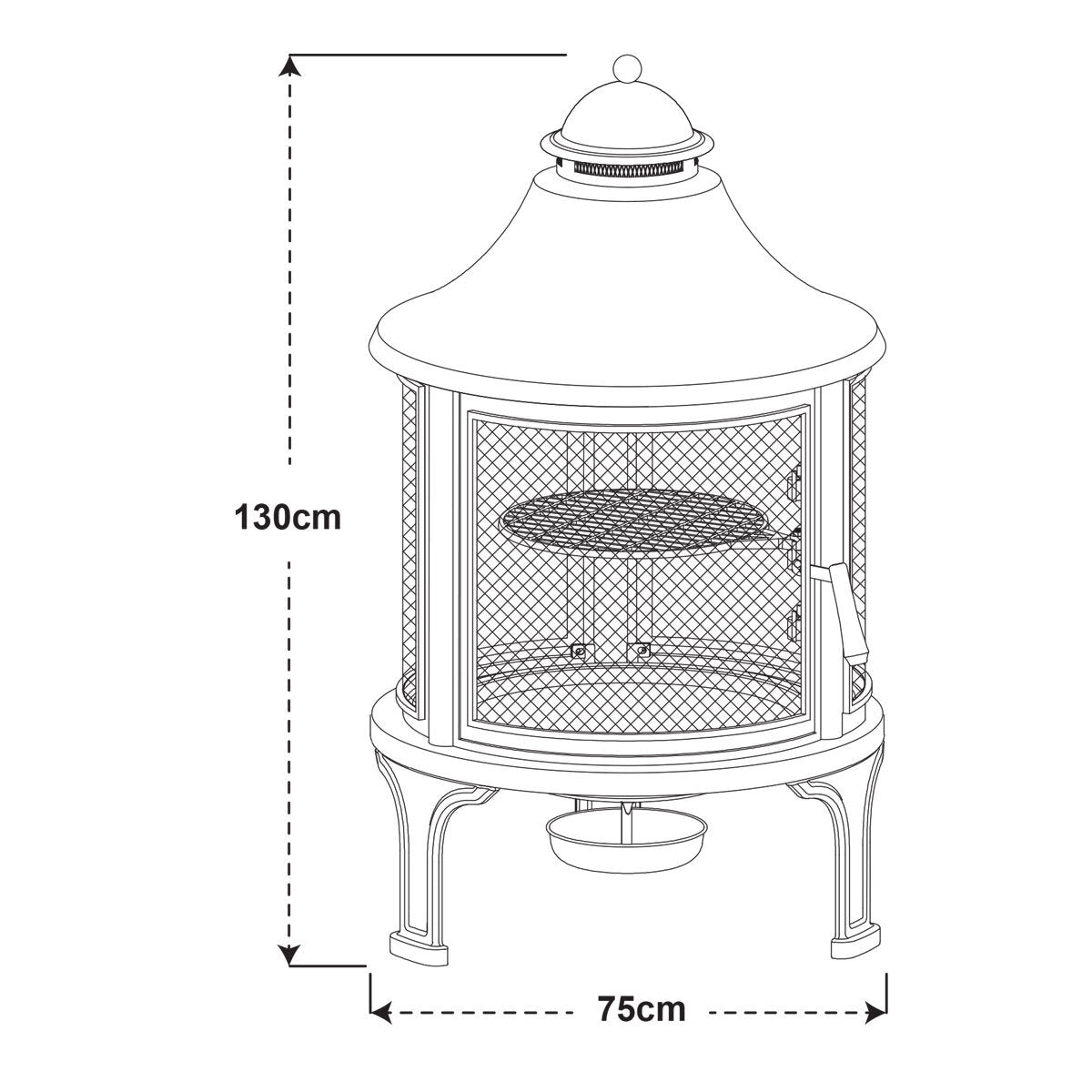 Elevated round Wood Burning Fire Pit with Swing Out Grill