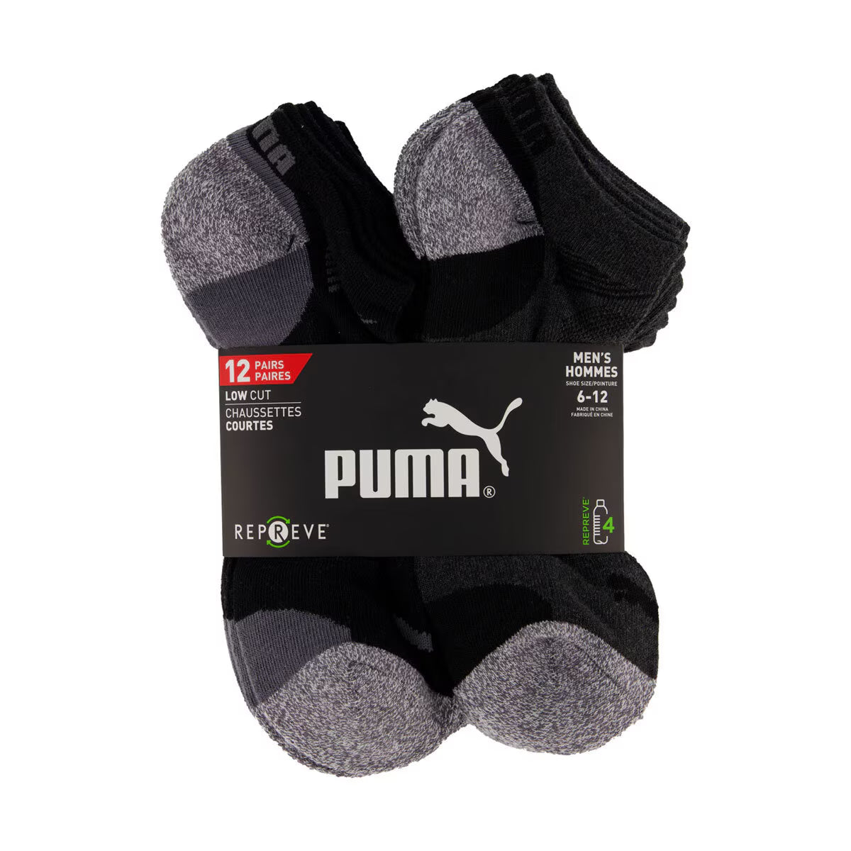 Men'S Repreve Sock 12 Pack in Black