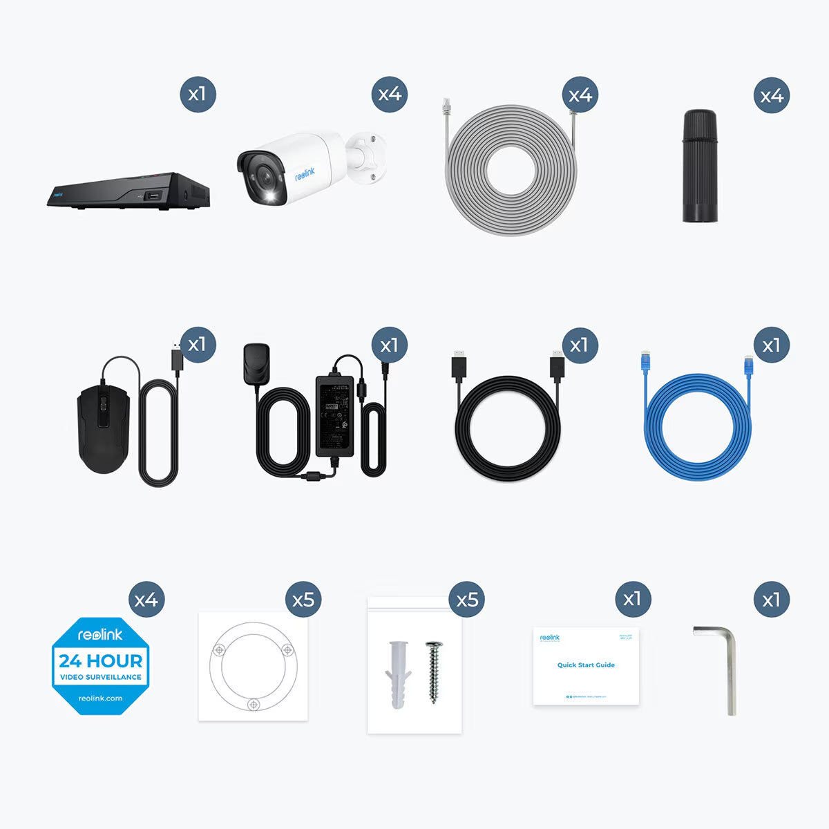 8MP (4K) UHD NVR Poe AI 8 X Channel / 4 X Bullet Camera Kit with 2TB HDD