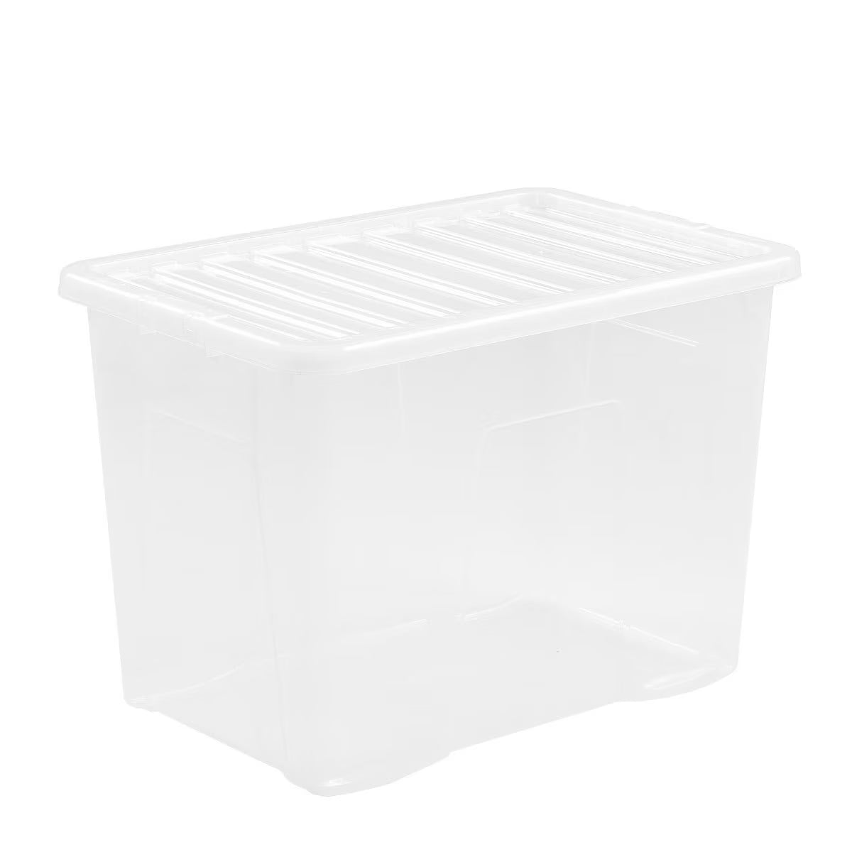 80L Crystal Clear Plastic Box and Lid - 3 Pack