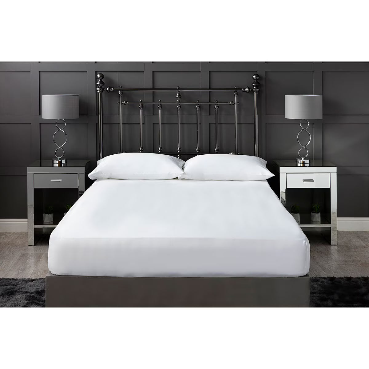 1200TC Fitted Sheet Double in White