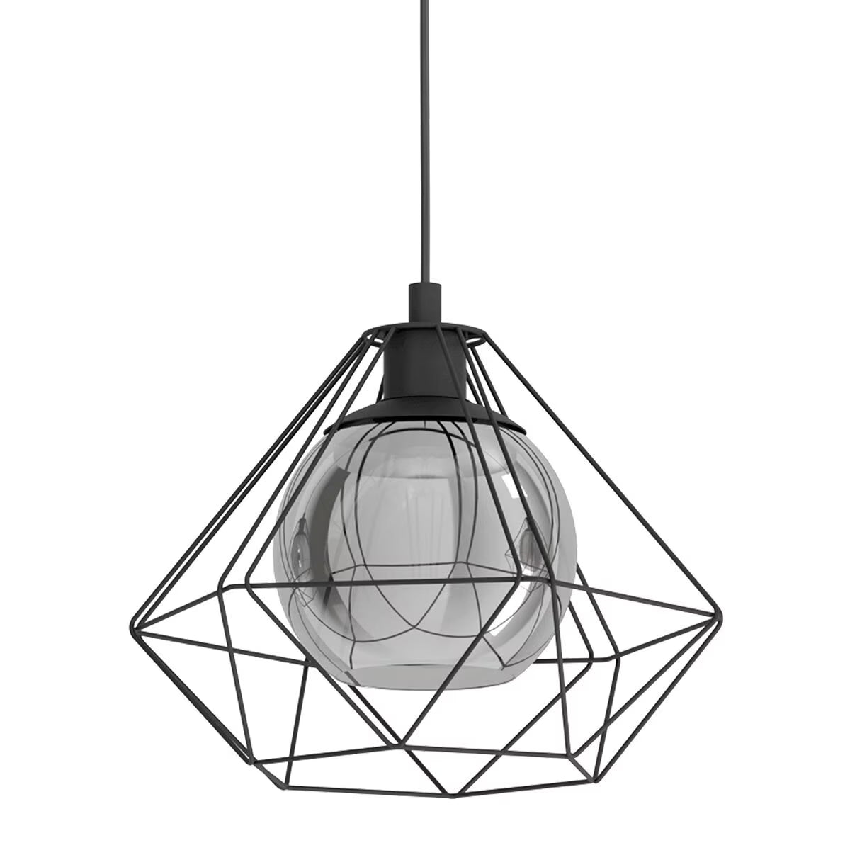 Vernham 3 Light Black Geometric Steel Pendant