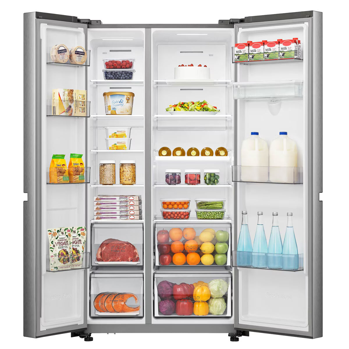 RS840N4WCE, Side by Side Fridge Freezer with Non Plumbed Water Dispenser, E Rated in Silver
