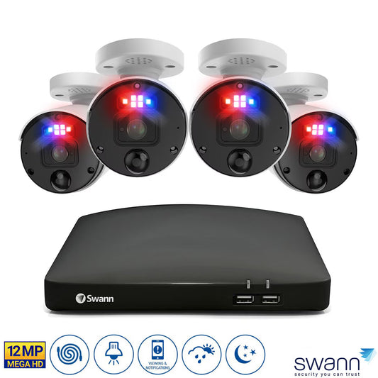 8 Channel 2TB NVR Recorder with 4 X 12MP Mega HD Enforcer™ Bullet Cameras, SWNVK-890104-EU