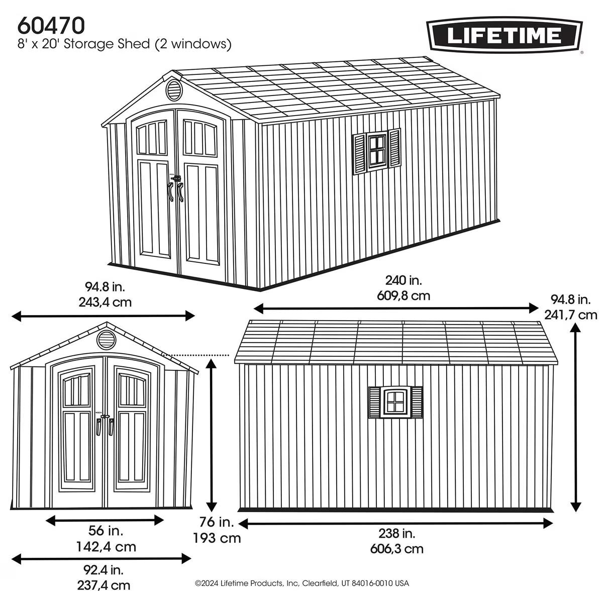 8Ft X 20Ft (2.4 X 6.1M) Storage Shed - Model 60470