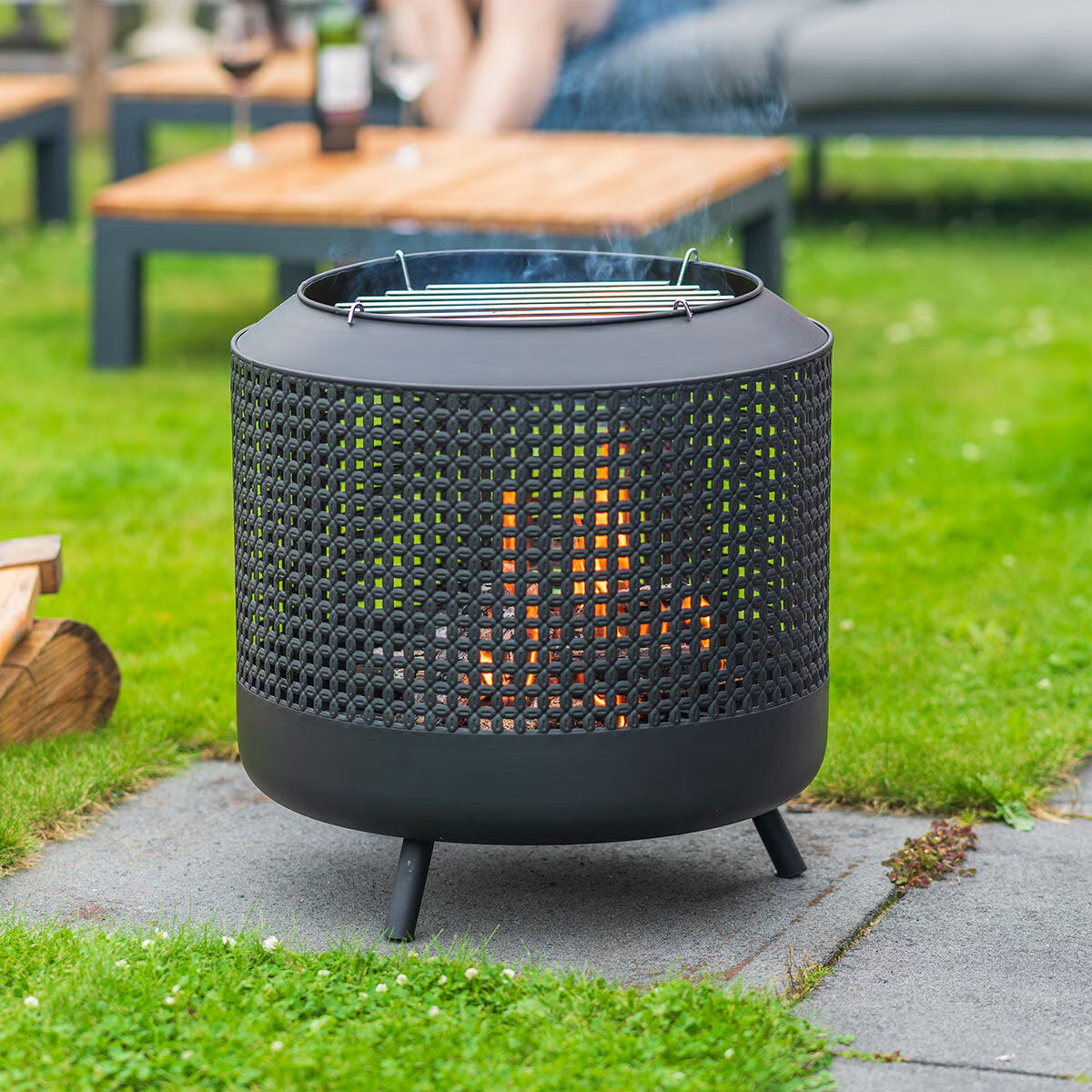 Midland Wood Burning Fire Basket + BBQ Grill