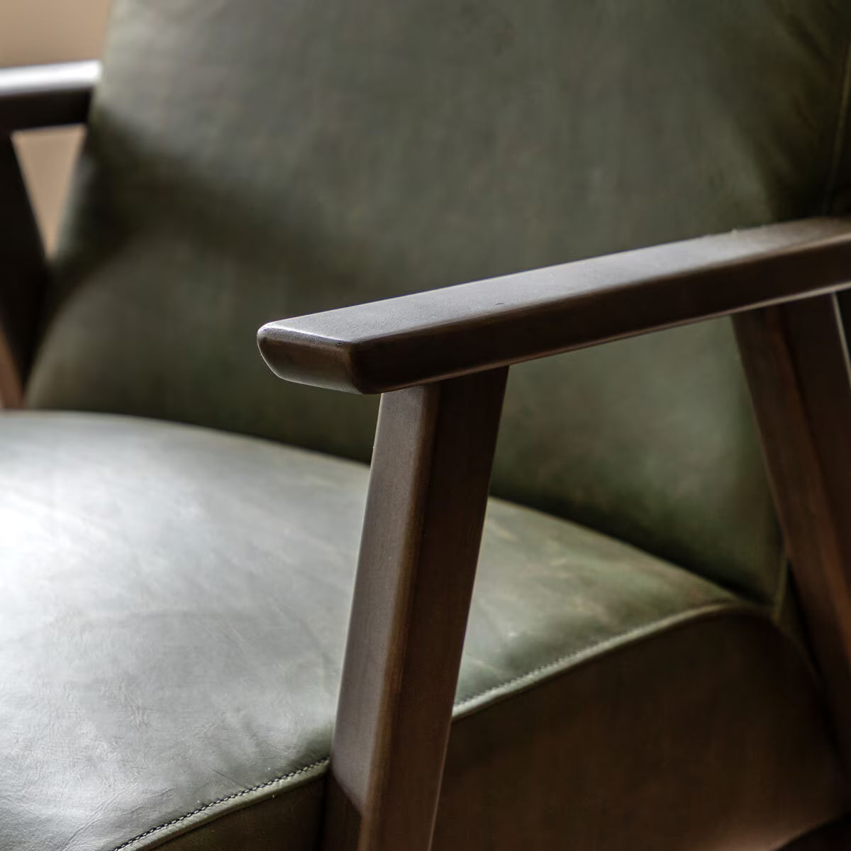Neyland Green Leather Armchair