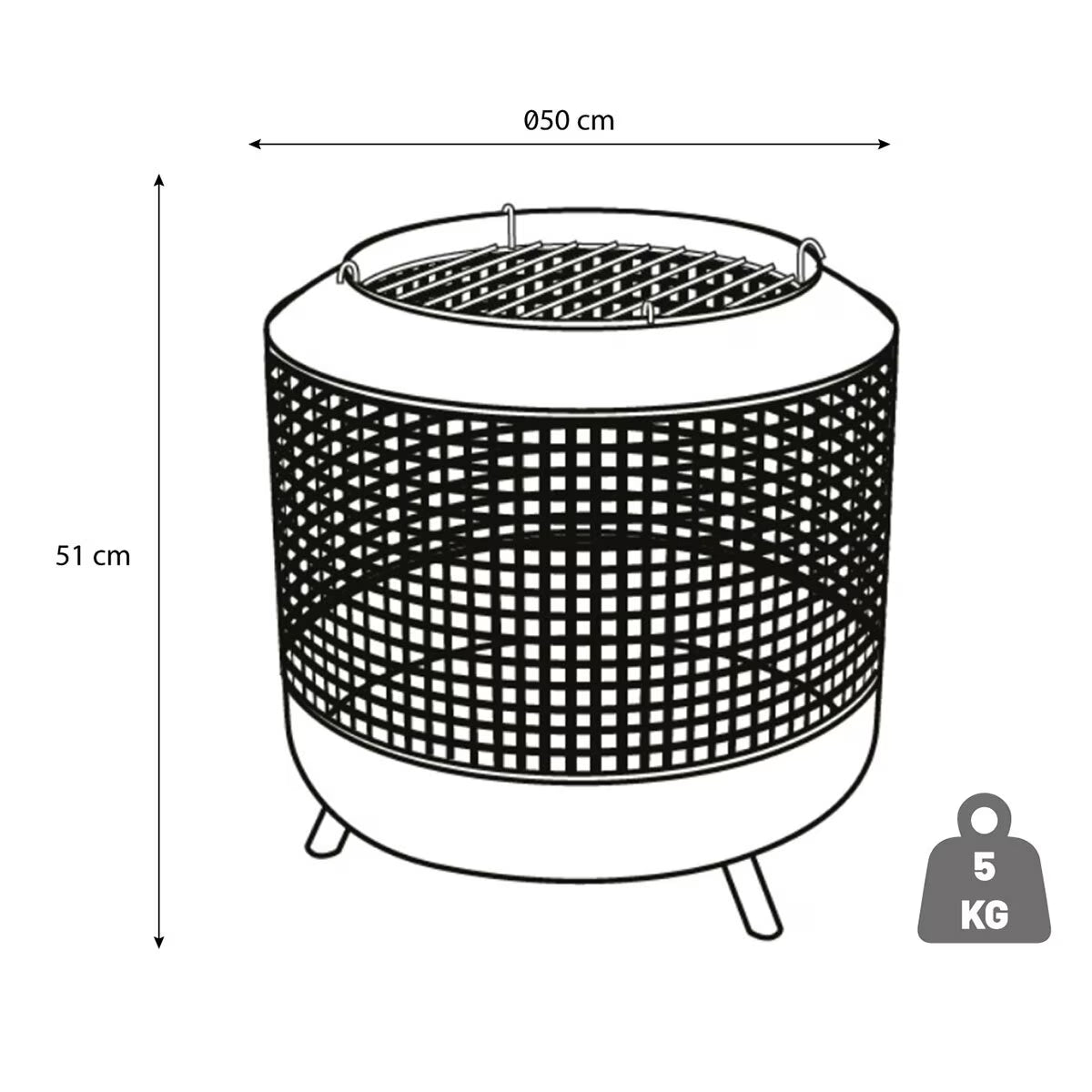 Midland Wood Burning Fire Basket + BBQ Grill