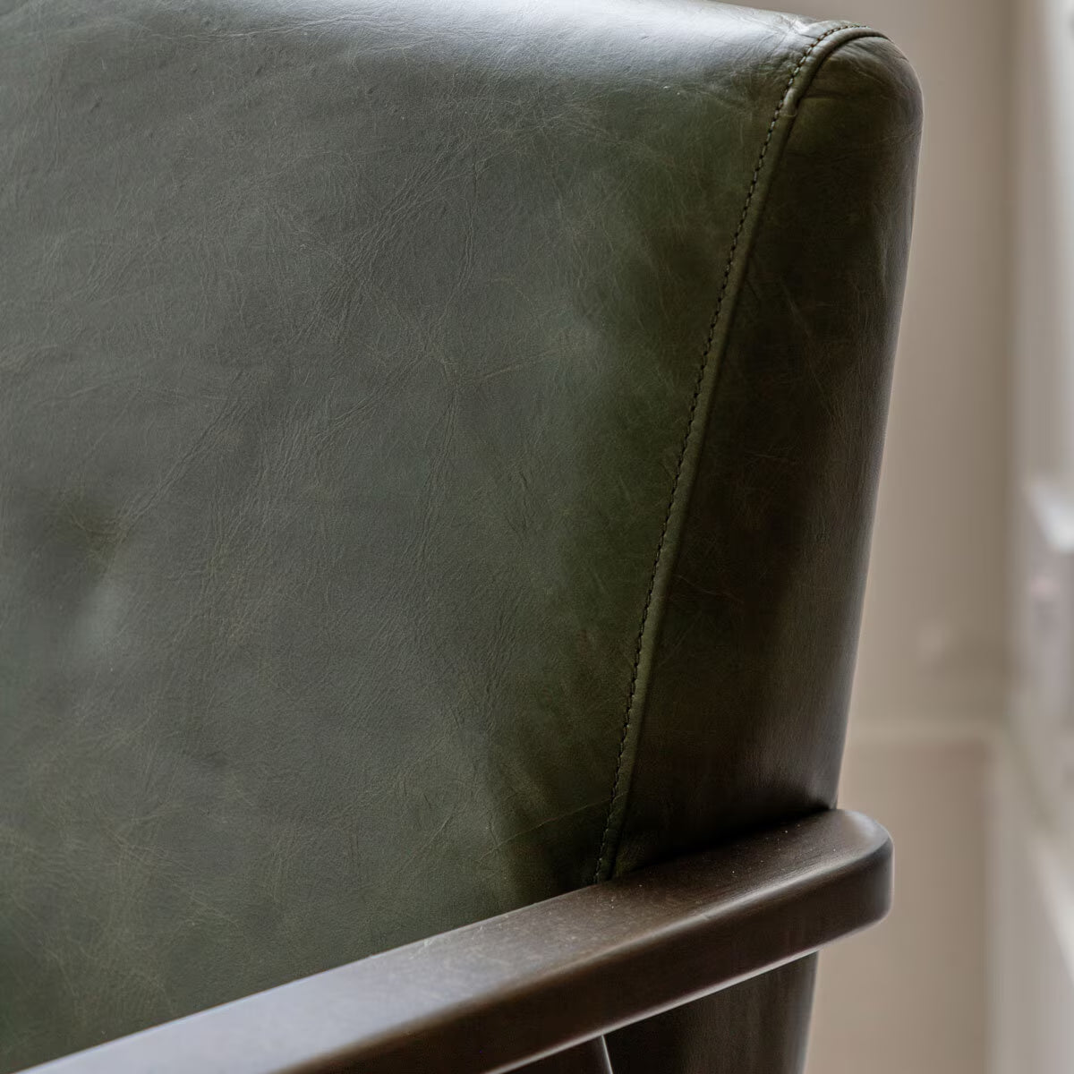 Neyland Green Leather Armchair