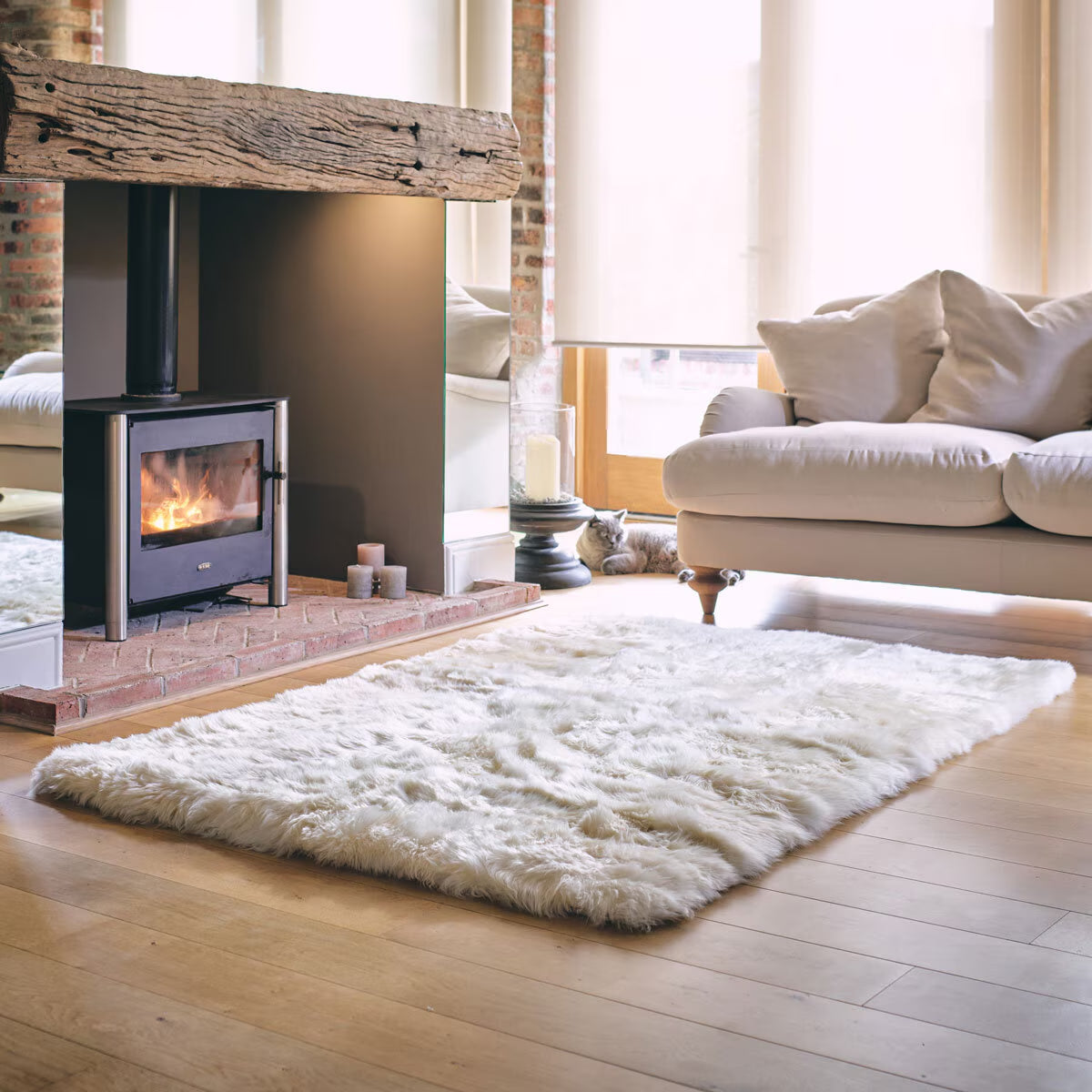 Sheepskin Area Rug 120 X 180Cm in Champagne