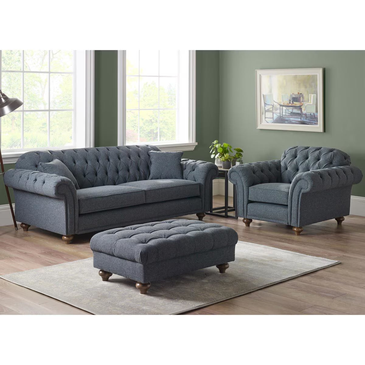 Bordeaux Fabric Footstool, Blue