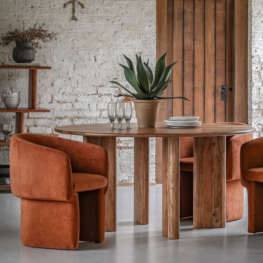 Borden Acacia round Dining Table, Seats 4