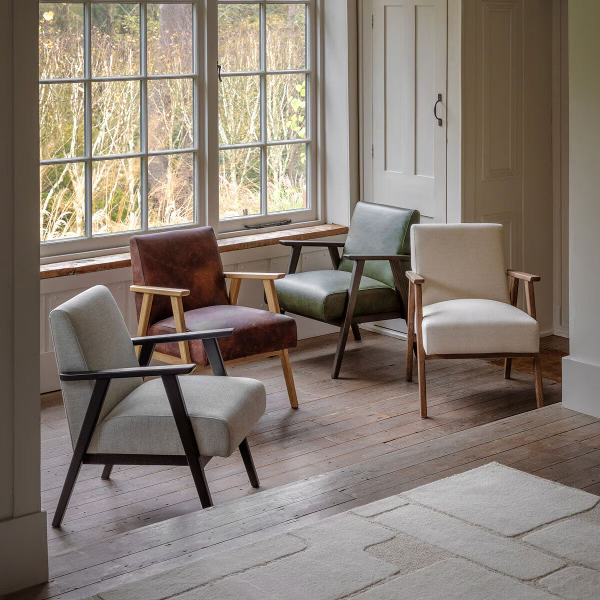 Neyland Green Leather Armchair